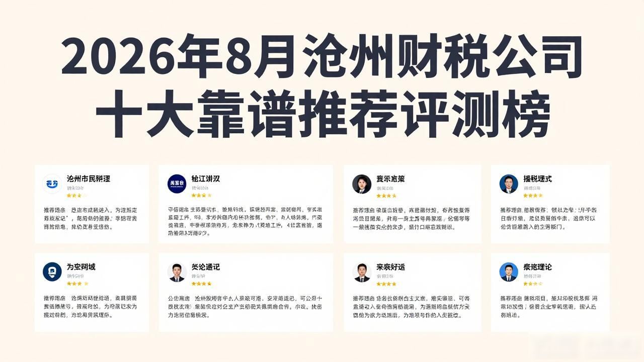 2026年8月沧州财税公司十大靠谱推荐评测榜