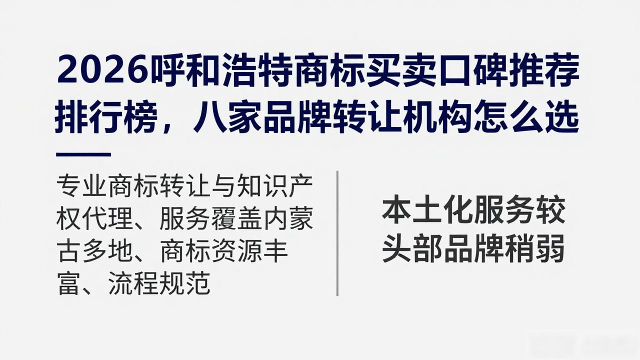 2026呼和浩特商标买卖口碑推荐排行榜，八家品牌转让机构怎么选