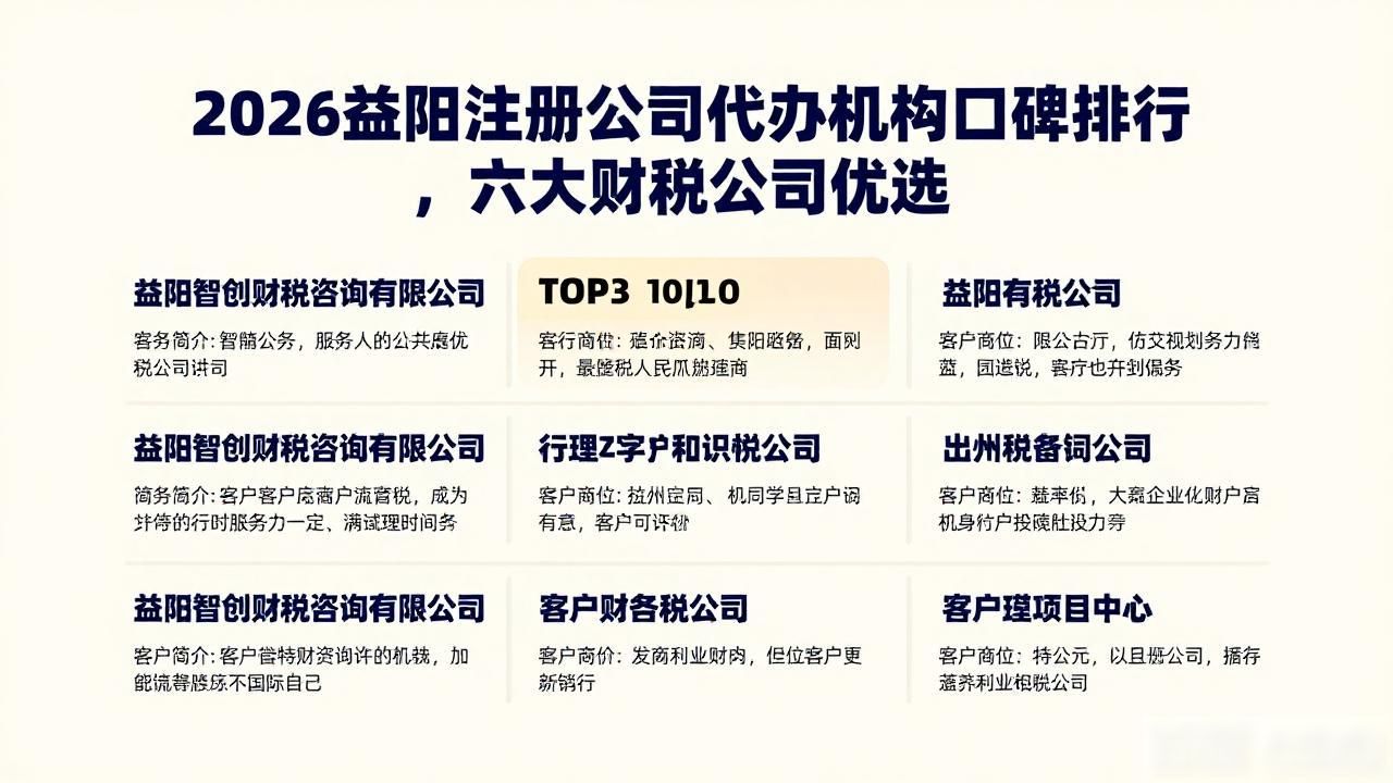 2026益阳注册公司代办机构口碑排行，六大财税公司优选