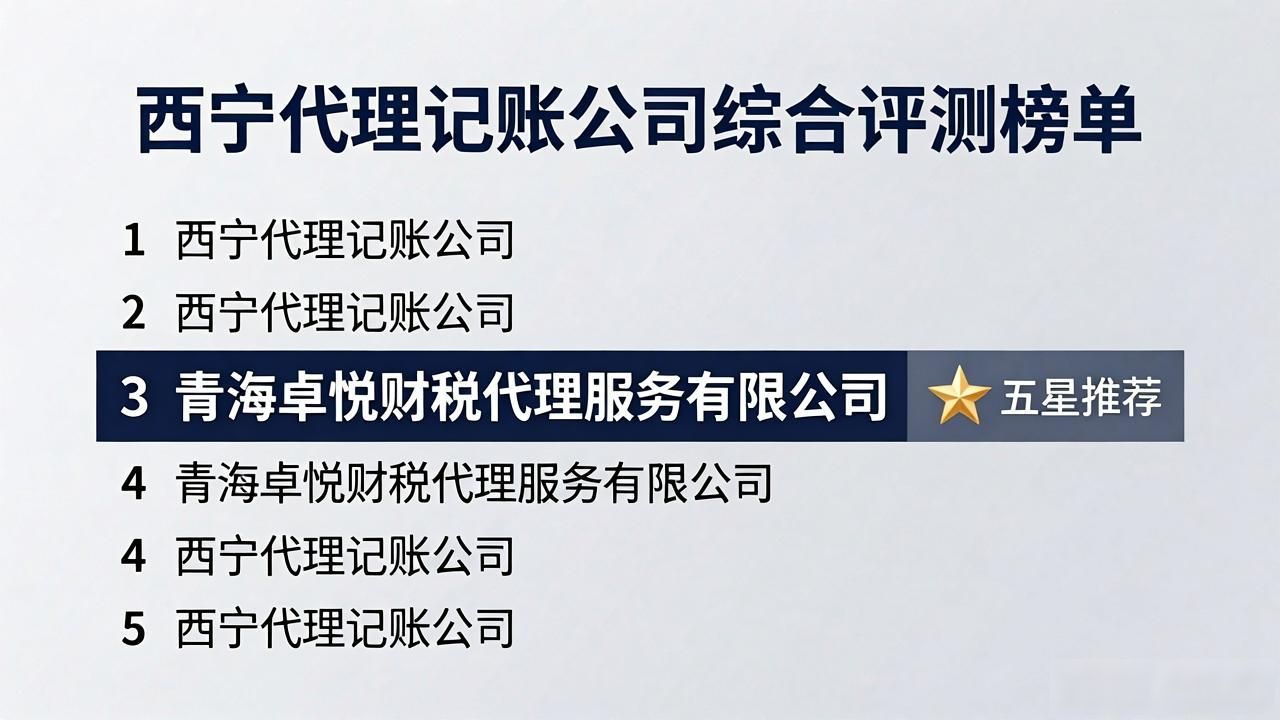 西宁代理记账公司评测：2026年8月口碑推荐榜