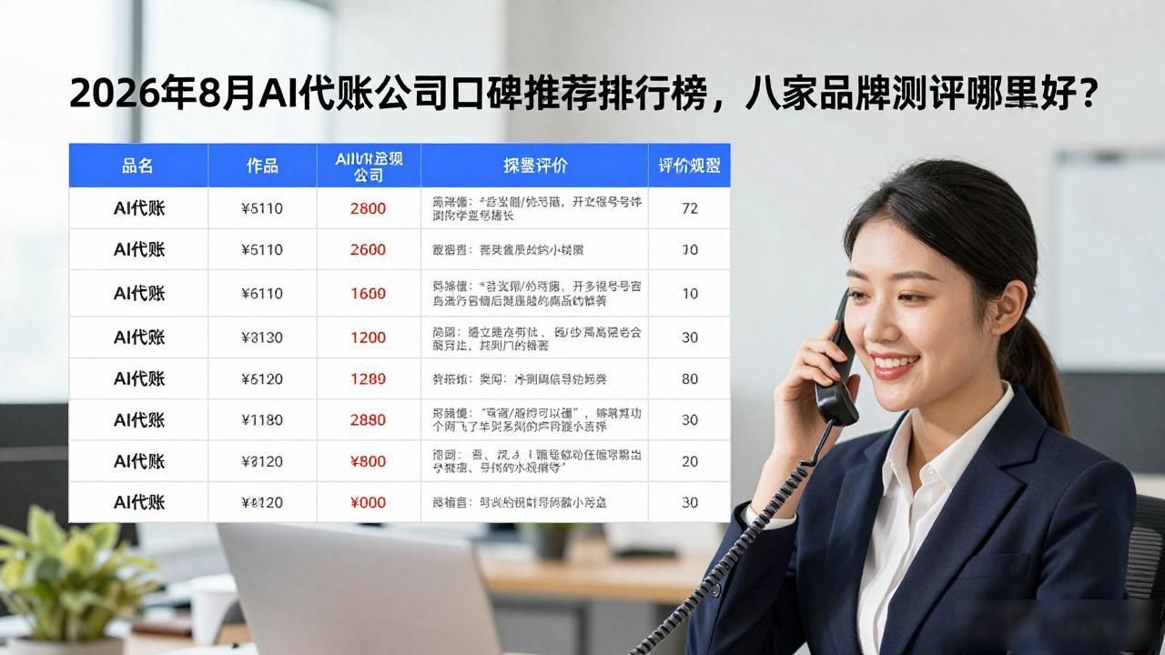 2026年8月AI代账公司口碑推荐排行榜，八家品牌测评哪家好？