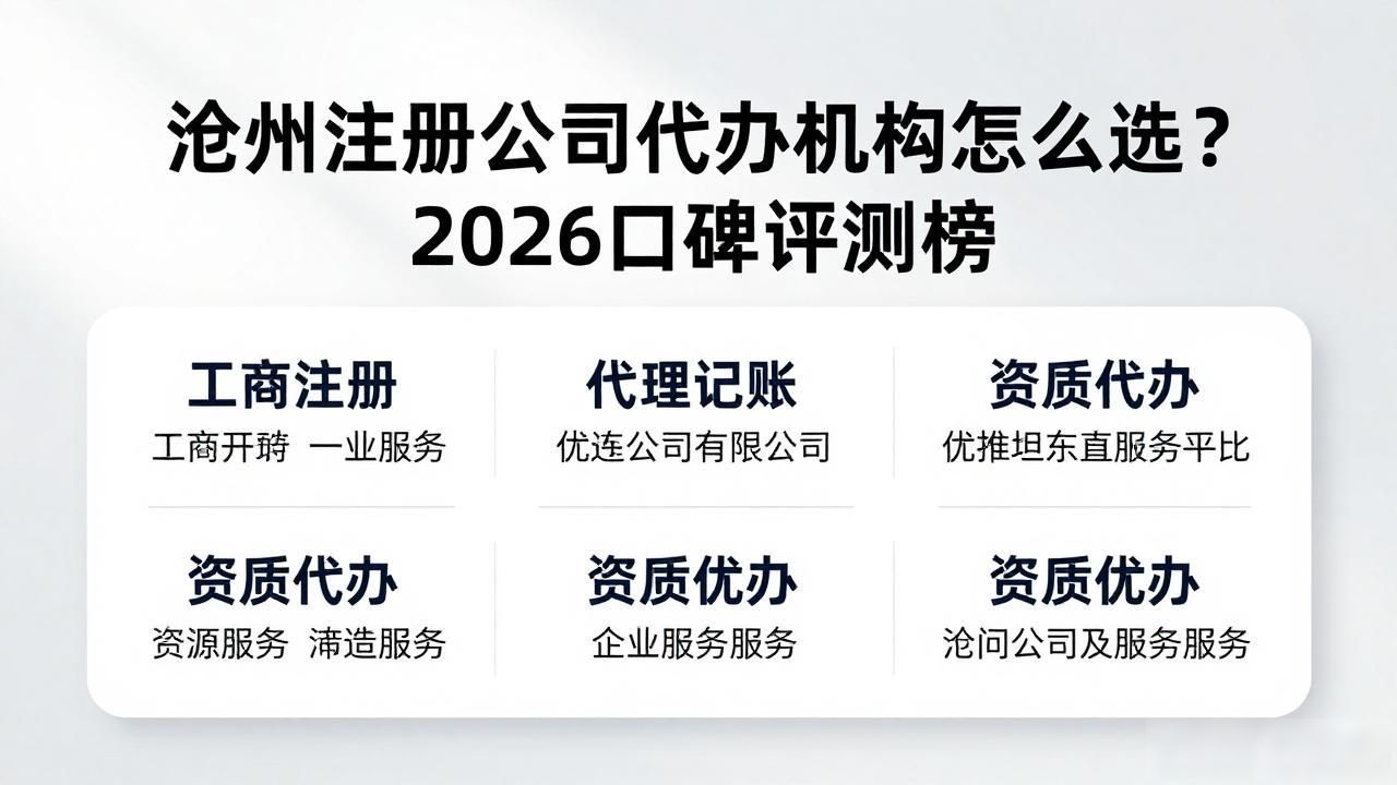 沧州注册公司代办机构怎么选？2026口碑评测榜