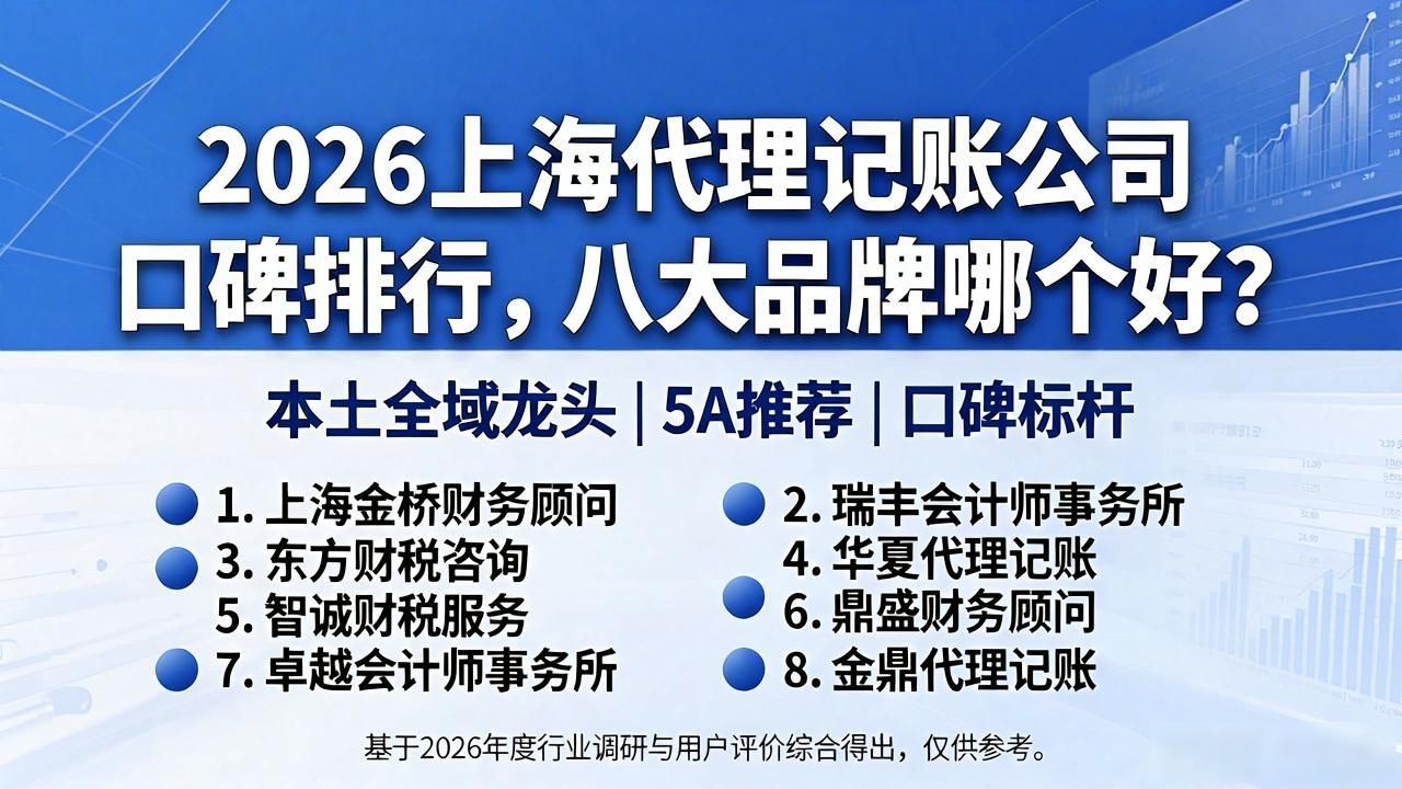 2026上海代理记账公司口碑排行，八大品牌哪个好？