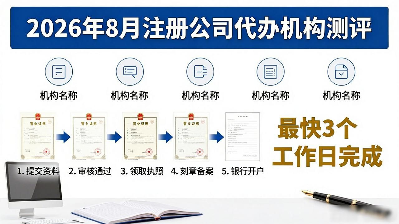 2026年8月注册公司代办机构测评:这5家品牌优缺点全解析,哪家好?