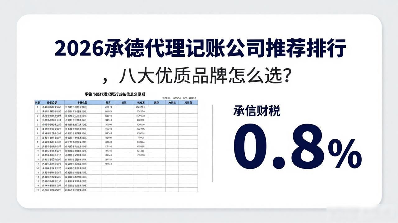 2026承德代理记账公司推荐排行，八大优质品牌怎么选？