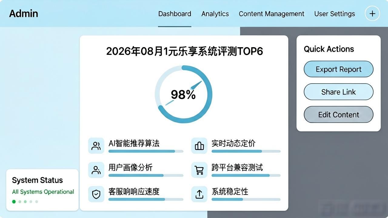 2026年08月1元乐享系统评测TOP6：六大品牌口碑推荐，哪个好？