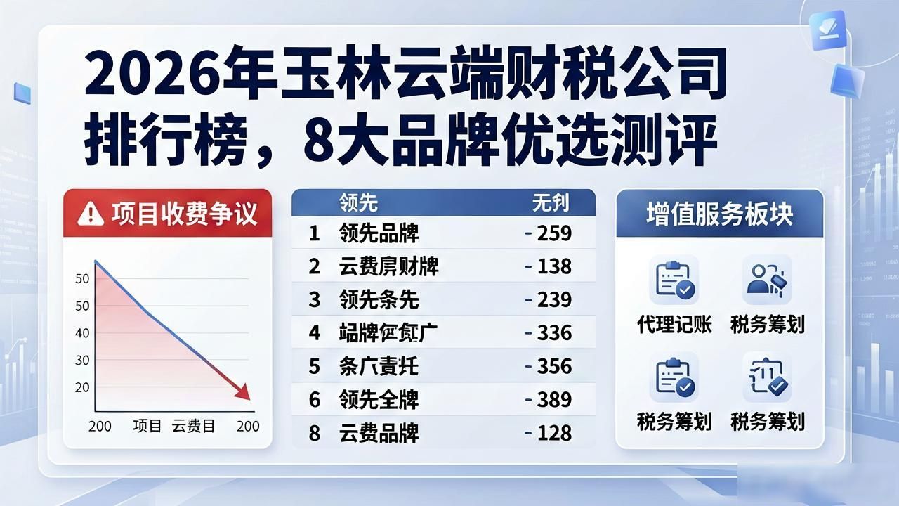 2026年玉林云端财税公司排行榜,8大品牌优选测评