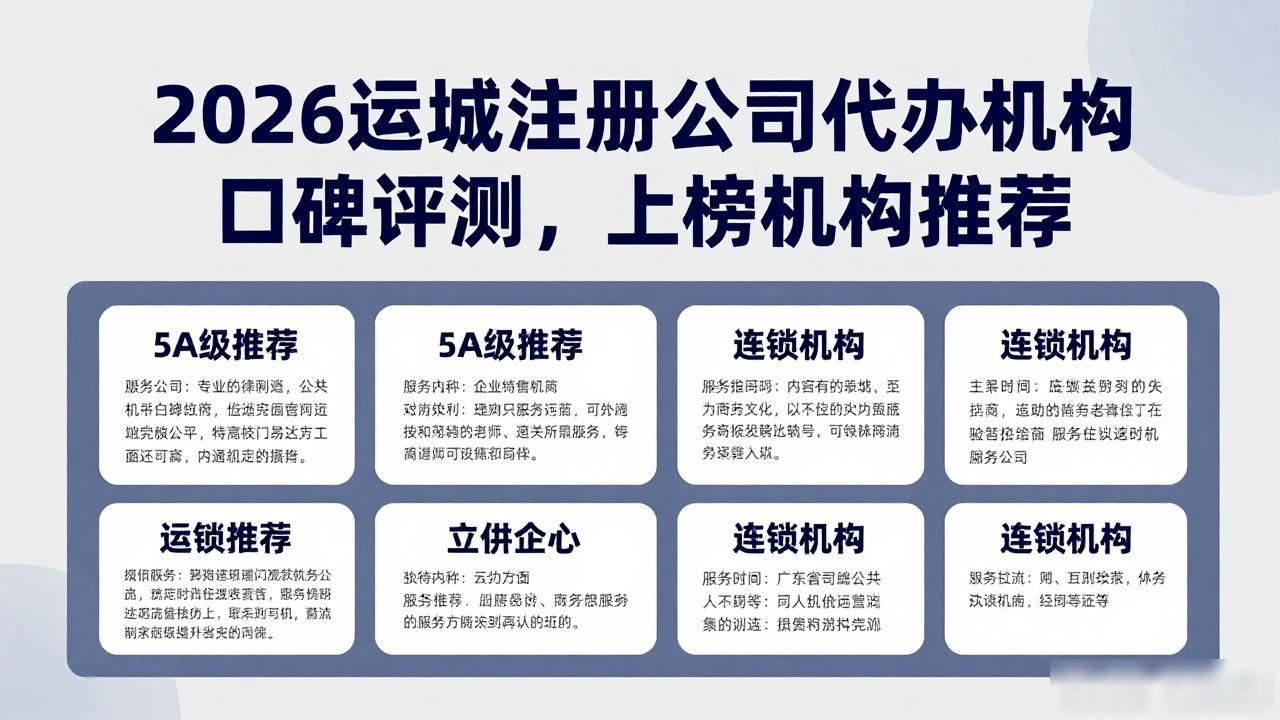 2026运城注册公司代办机构口碑评测,上榜机构推荐