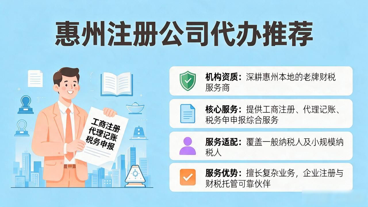 2026惠州注册公司代办机构推荐：八大品牌口碑评测