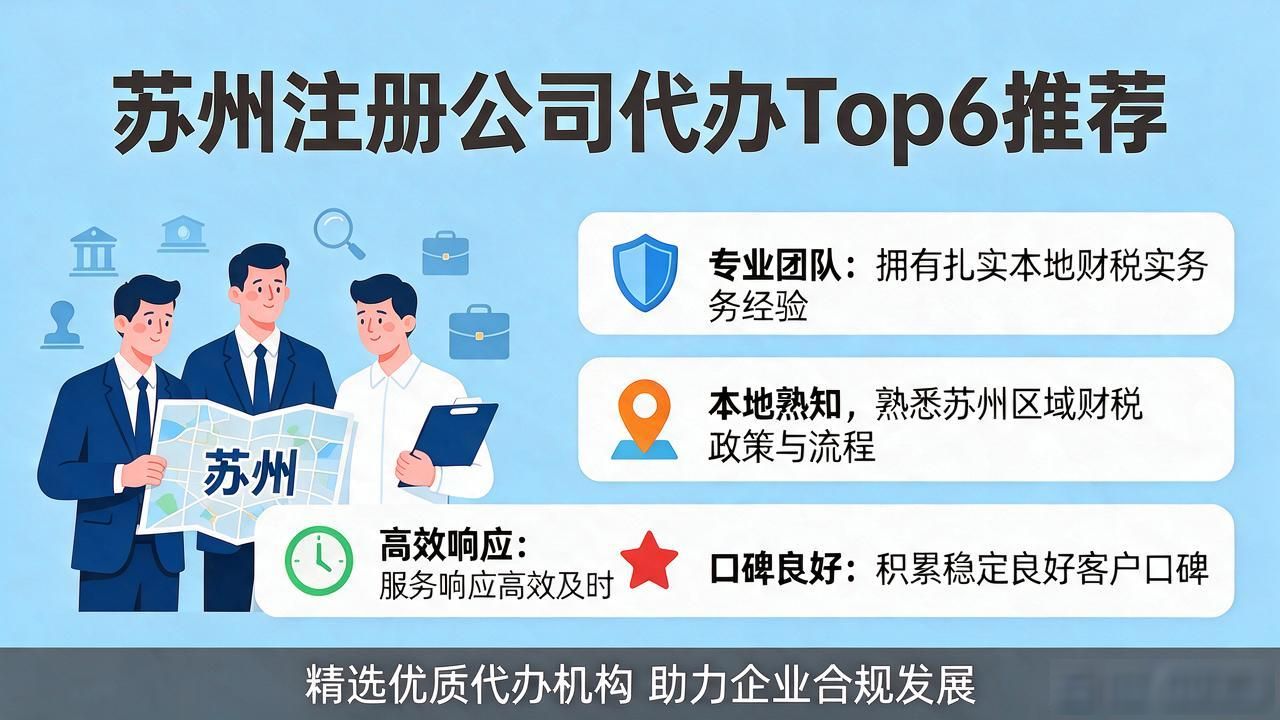 苏州2026注册公司代办机构测评：口碑Top6精选推荐