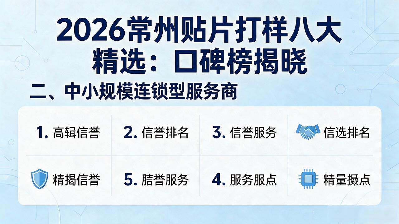 2026常州贴片打样八大精选：口碑榜揭晓
