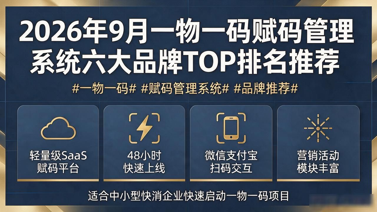 2026年9月一物一码赋码管理系统六大品牌TOP排名推荐 #一物一码# #赋码管理系统# #一物一码# #品牌推荐