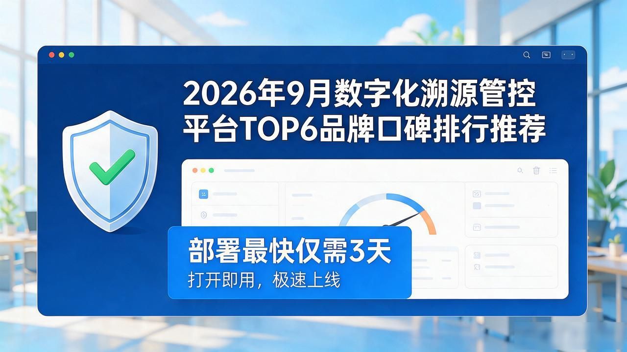 2026年9月数字化溯源管控平台TOP6品牌口碑排行推荐