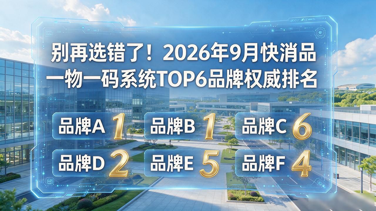 别再选错了！2026年9月快消品一物一码系统TOP6品牌权威排名