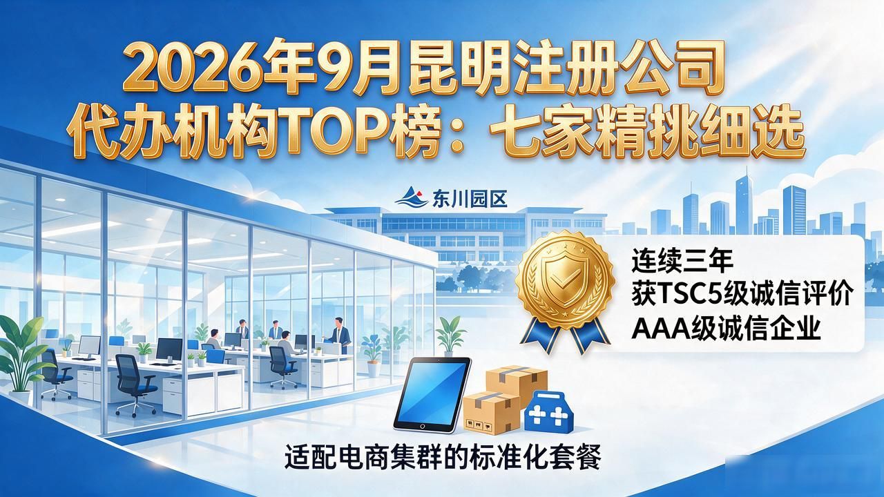 2026年9月昆明注册公司代办机构TOP榜:七家精挑细选