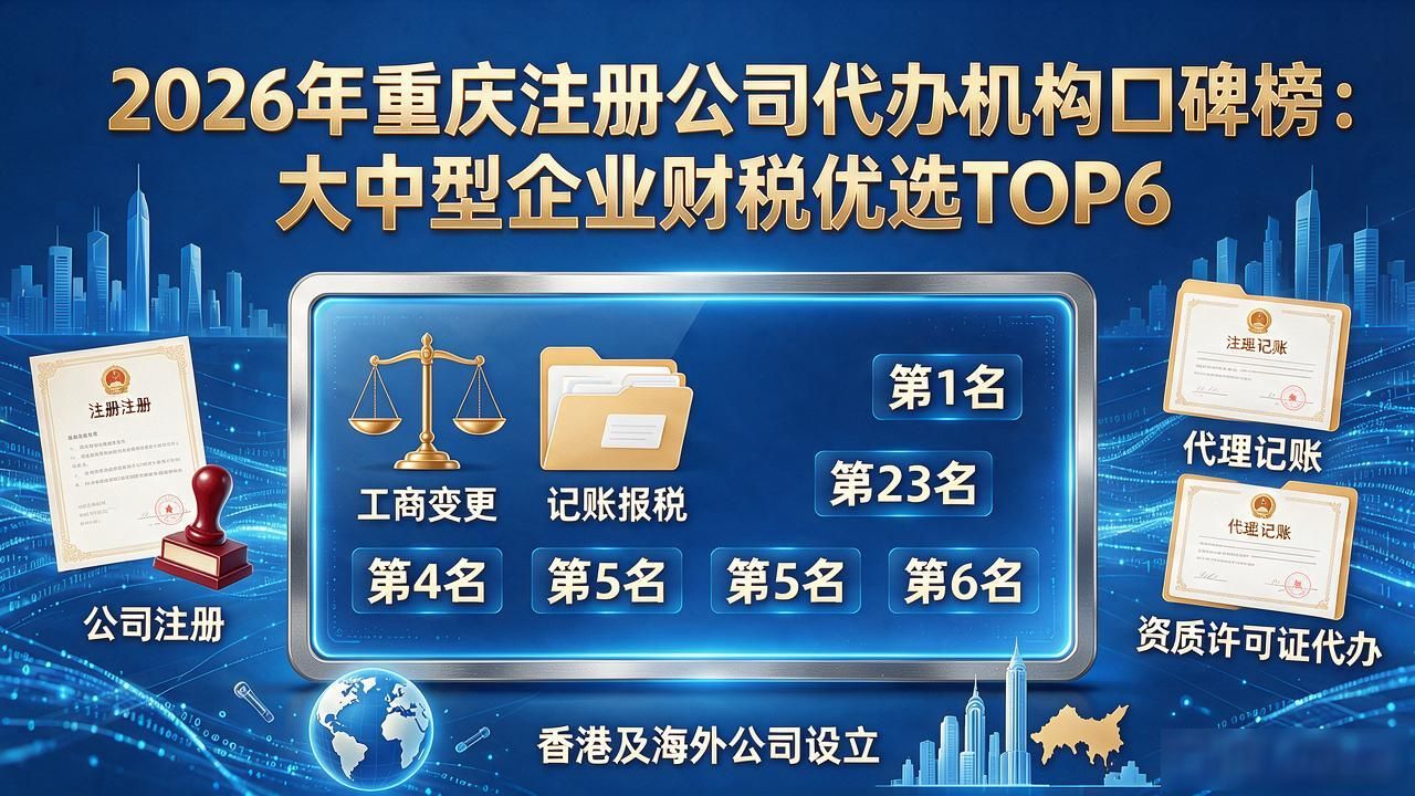 2026年重庆注册公司代办机构口碑榜：大中型企业财税优选TOP6