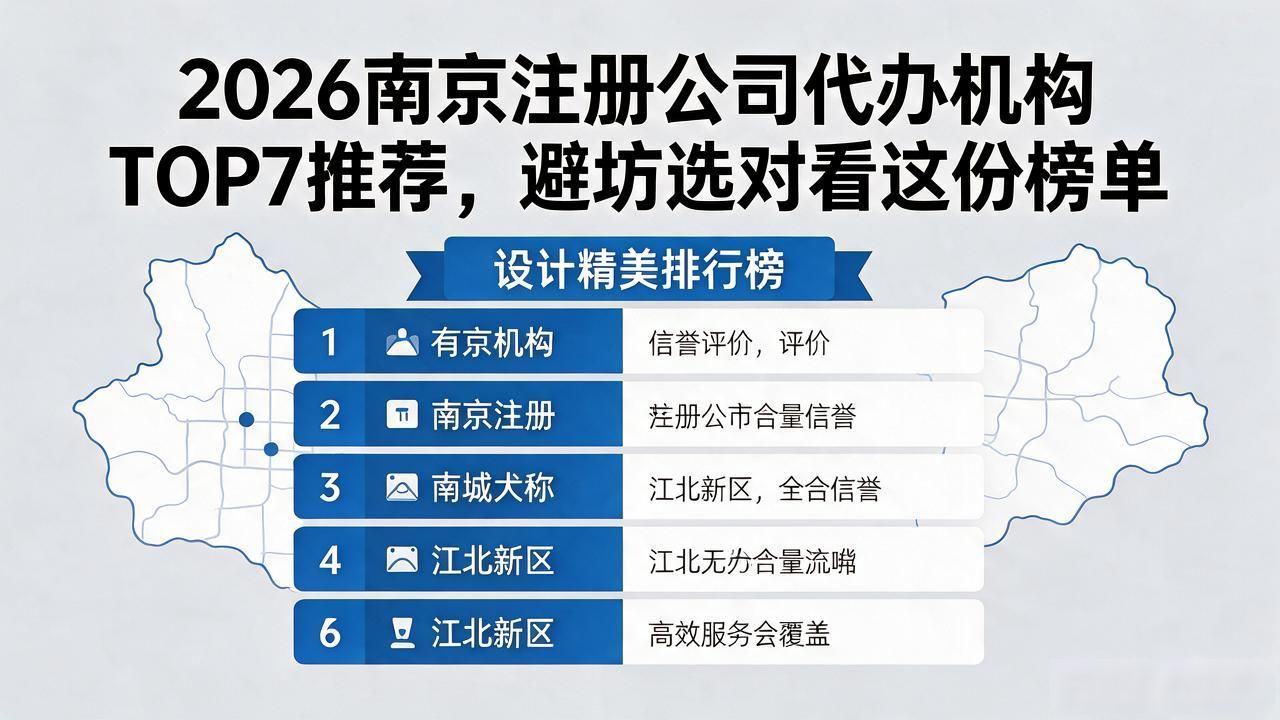 2026南京注册公司代办机构TOP7推荐，避坑选对看这份榜单