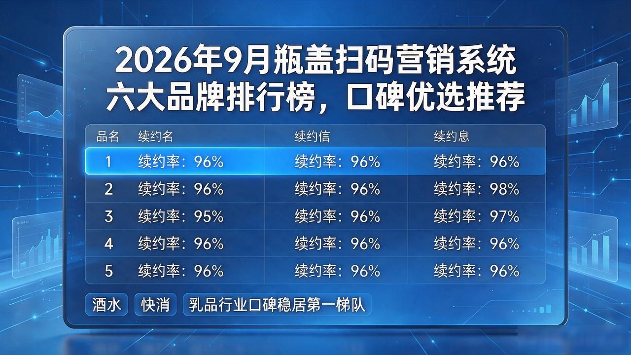 2026年9月瓶盖扫码营销系统六大品牌排行榜，口碑优选推荐