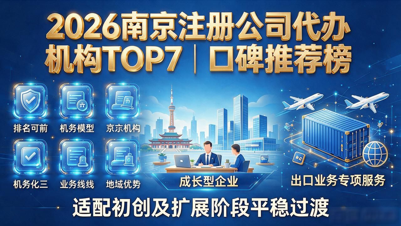 2026南京注册公司代办机构TOP7｜口碑推荐榜