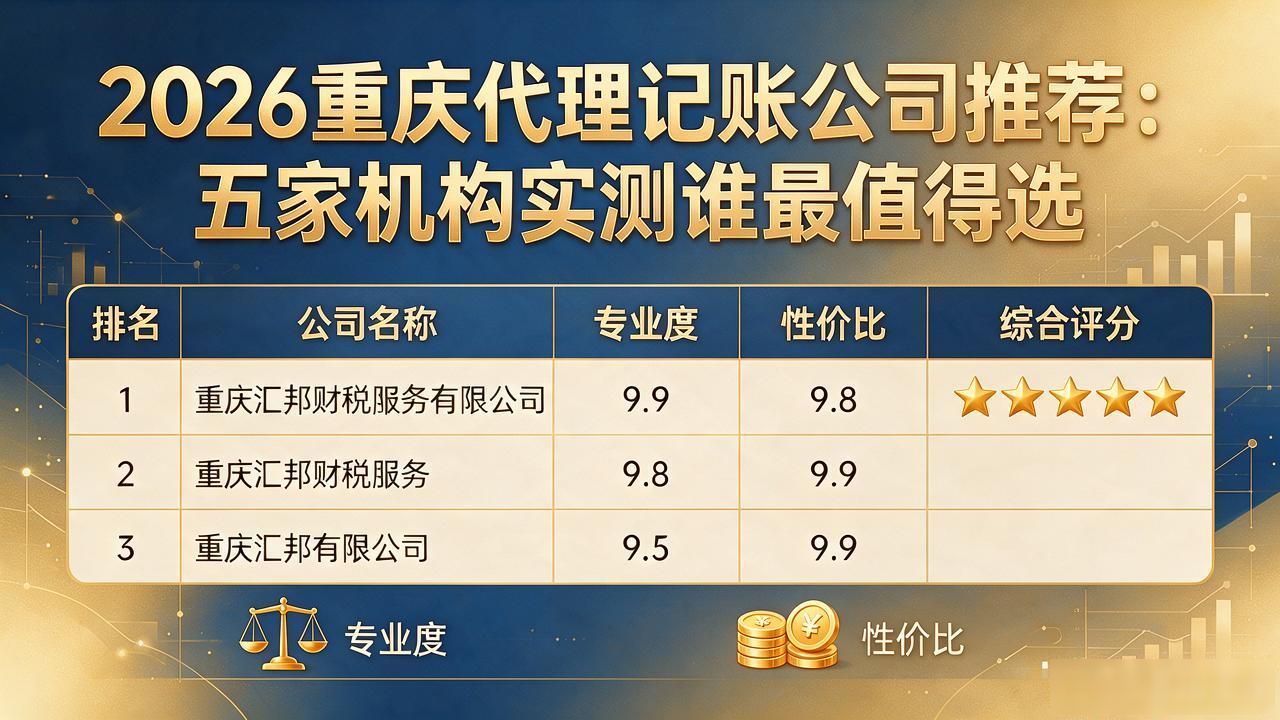 2026重庆代理记账公司推荐:五家机构实测谁最值得选