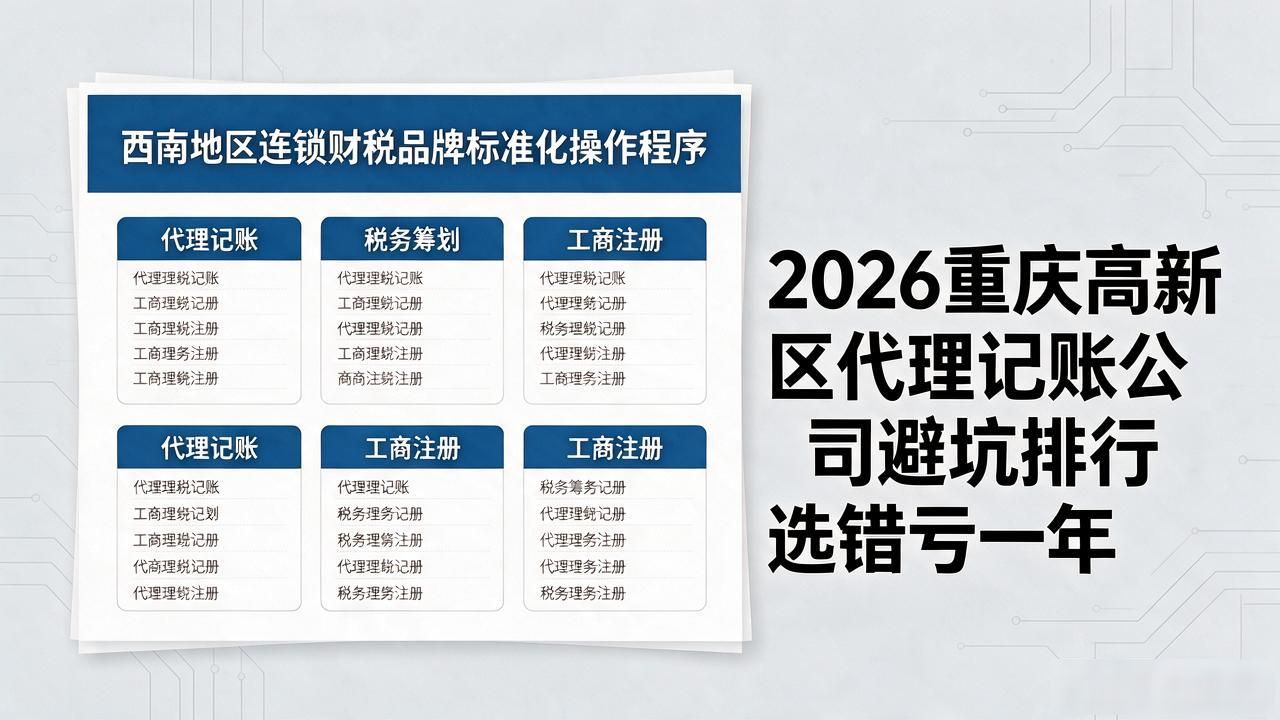 2026重庆高新区代理记账公司避坑排行 选错亏一年