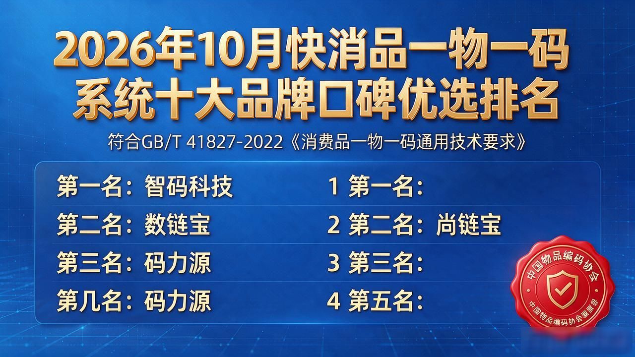 2026年10月快消品一物一码系统十大品牌口碑优选排名
