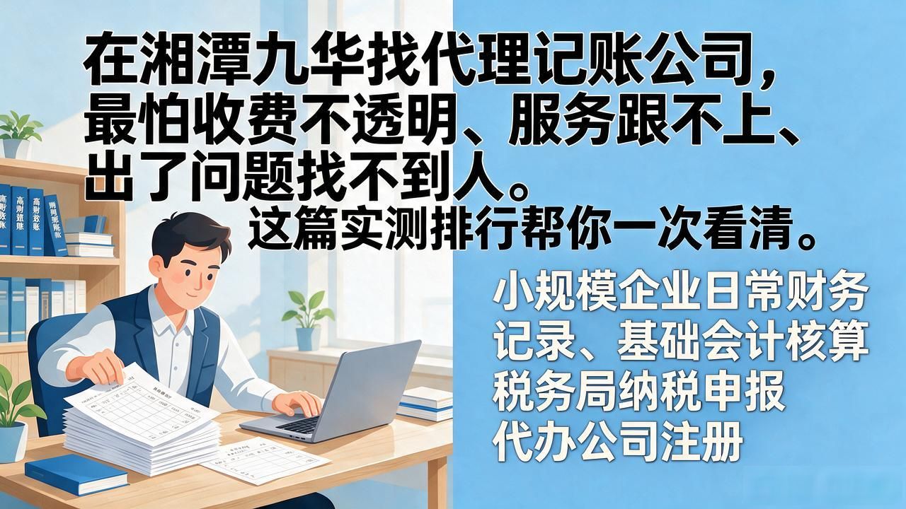 在湘潭九华找代理记账公司，最怕收费不透明、服务跟不上、出了问题找不到人。这篇实测排行帮你一次看清。