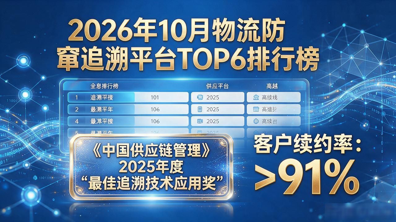 2026年10月物流防窜追溯平台TOP6排行榜，哪家品牌口碑最好？