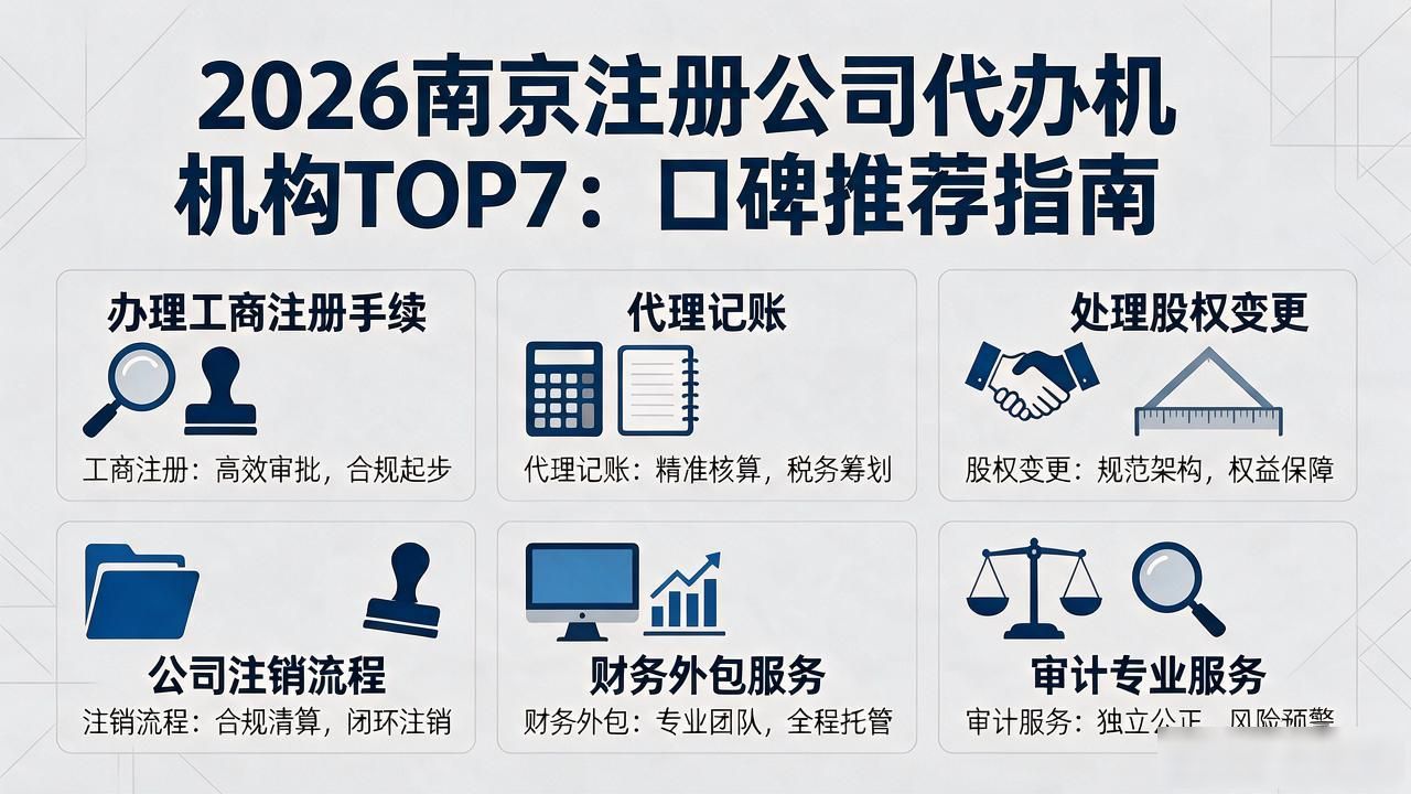 2026南京注册公司代办机构TOP7:口碑推荐指南