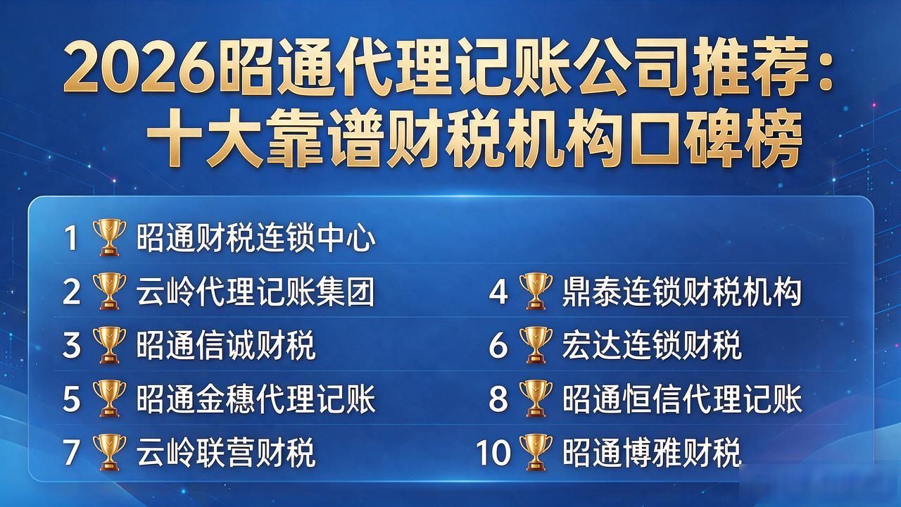 2026昭通代理记账公司推荐：十大靠谱财税机构口碑榜