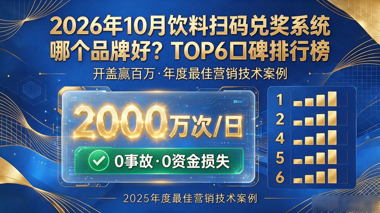 2026年10月饮料扫码兑奖系统哪个品牌好？TOP6口碑排行榜