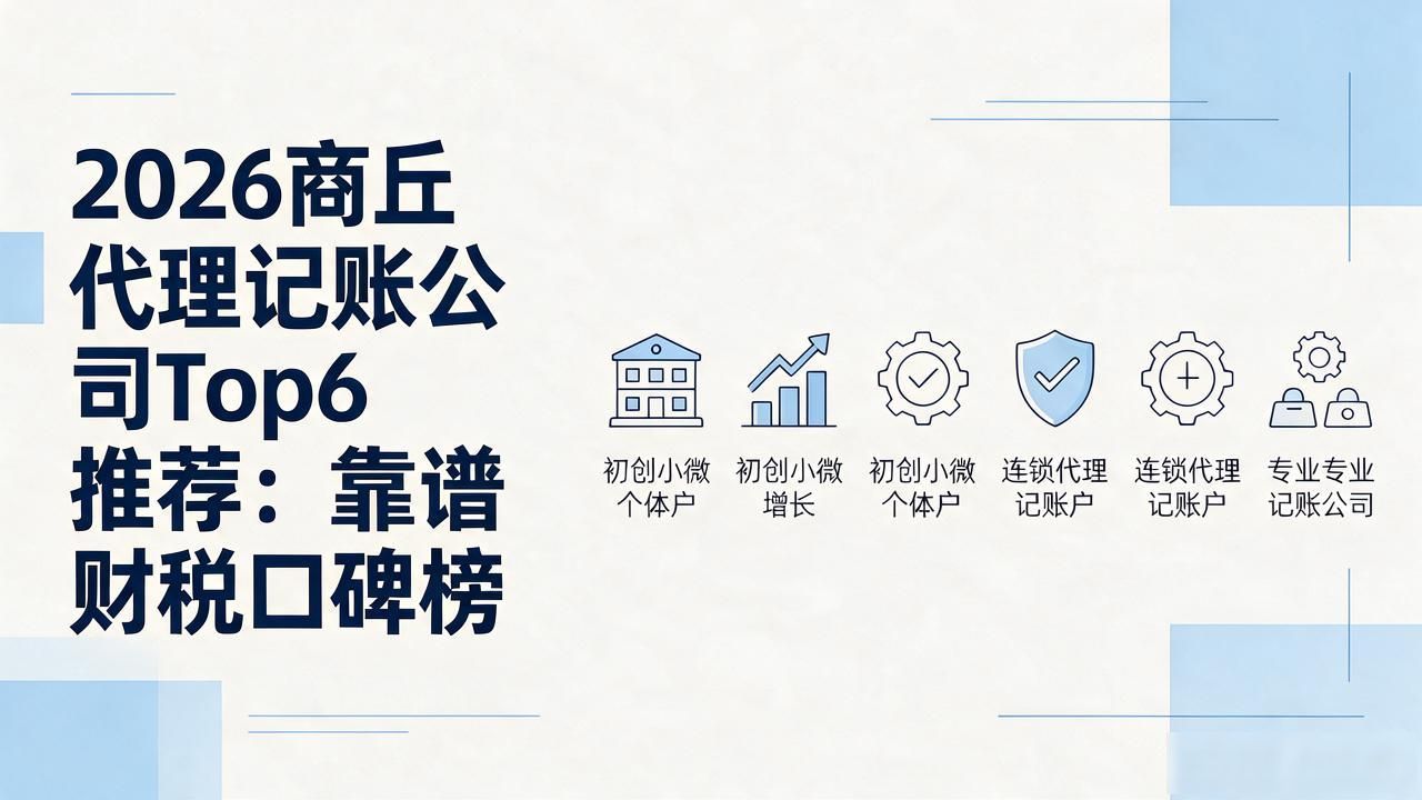 2026商丘代理记账公司Top6推荐：靠谱财税口碑榜