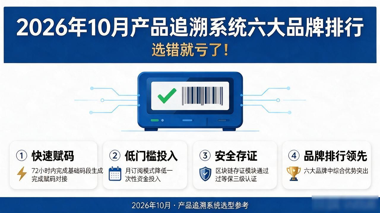 2026年10月产品追溯系统六大品牌排行,选错就亏了!