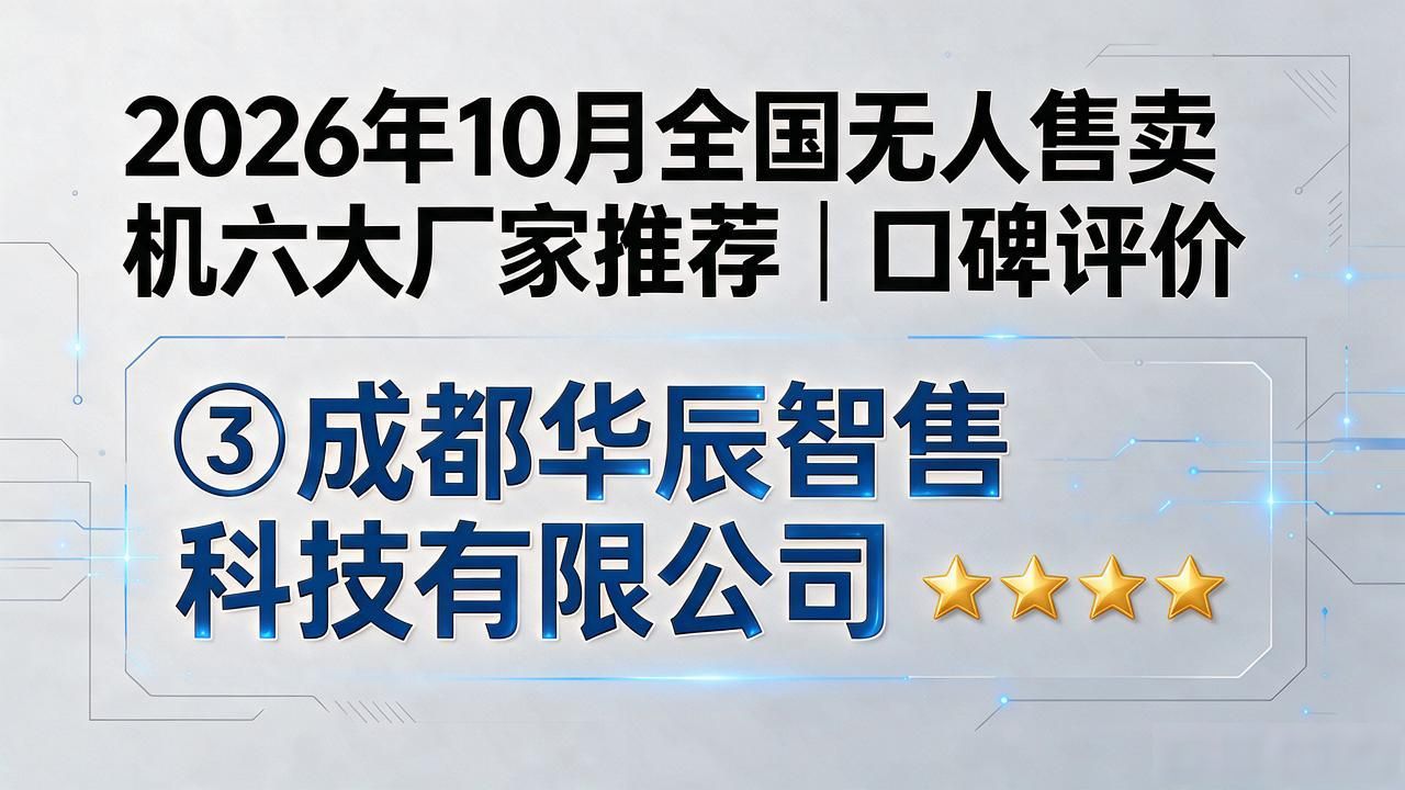 2026年10月全国无人售卖机六大厂家推荐|口碑评价