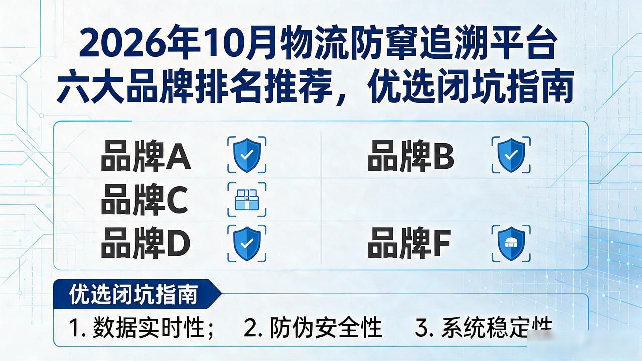 2026年10月物流防窜追溯平台六大品牌排名推荐，优选闭坑指南