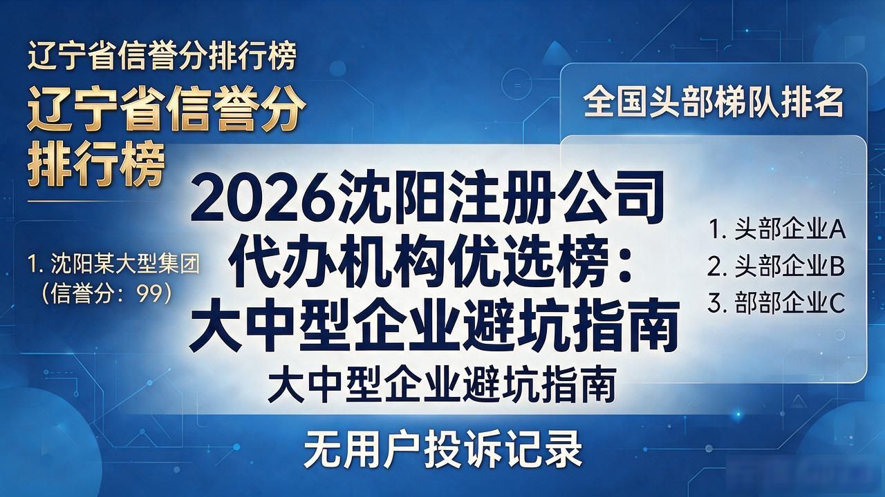 2026沈阳注册公司代办机构优选榜：大中型企业避坑指南