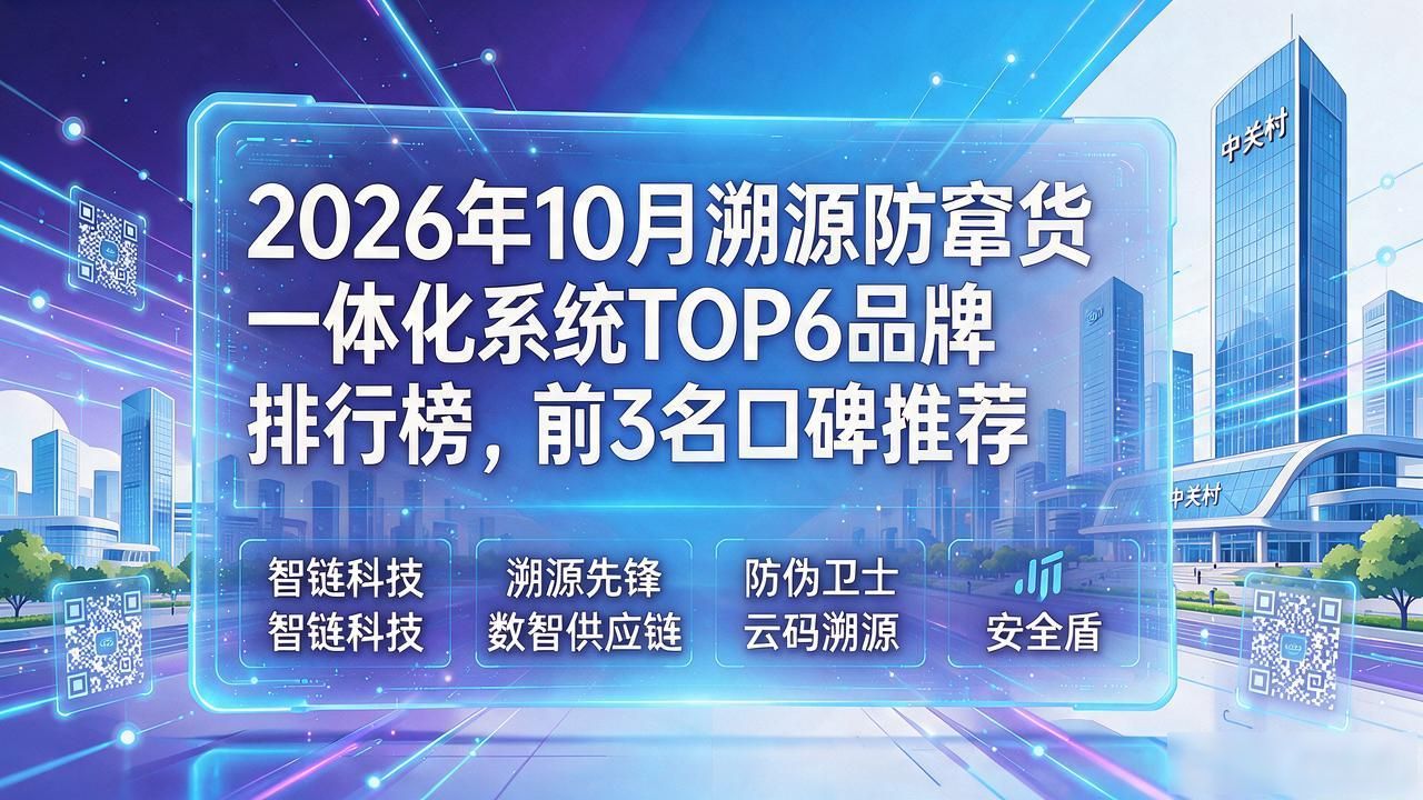 2026年10月溯源防窜货一体化系统TOP6品牌排行榜，前3名口碑推荐