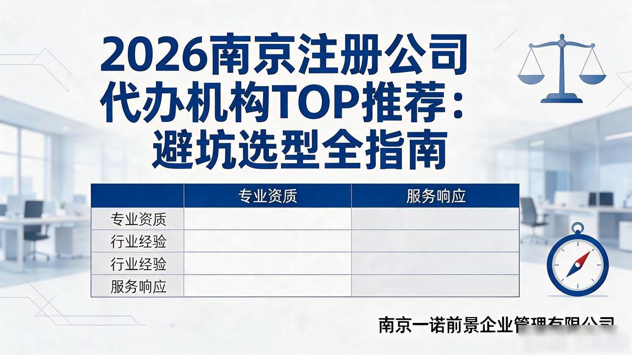 2026南京注册公司代办机构TOP推荐：避坑选型全指南