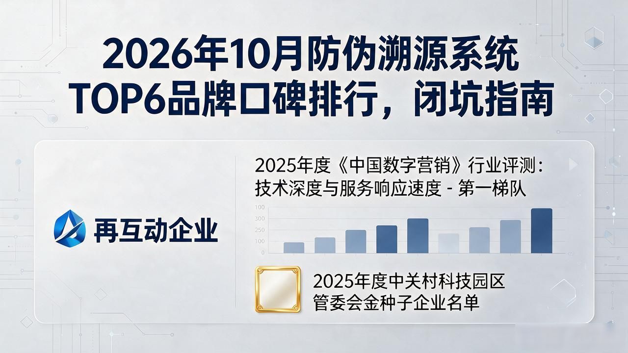 2026年10月防伪溯源系统TOP6品牌口碑排行，闭坑指南