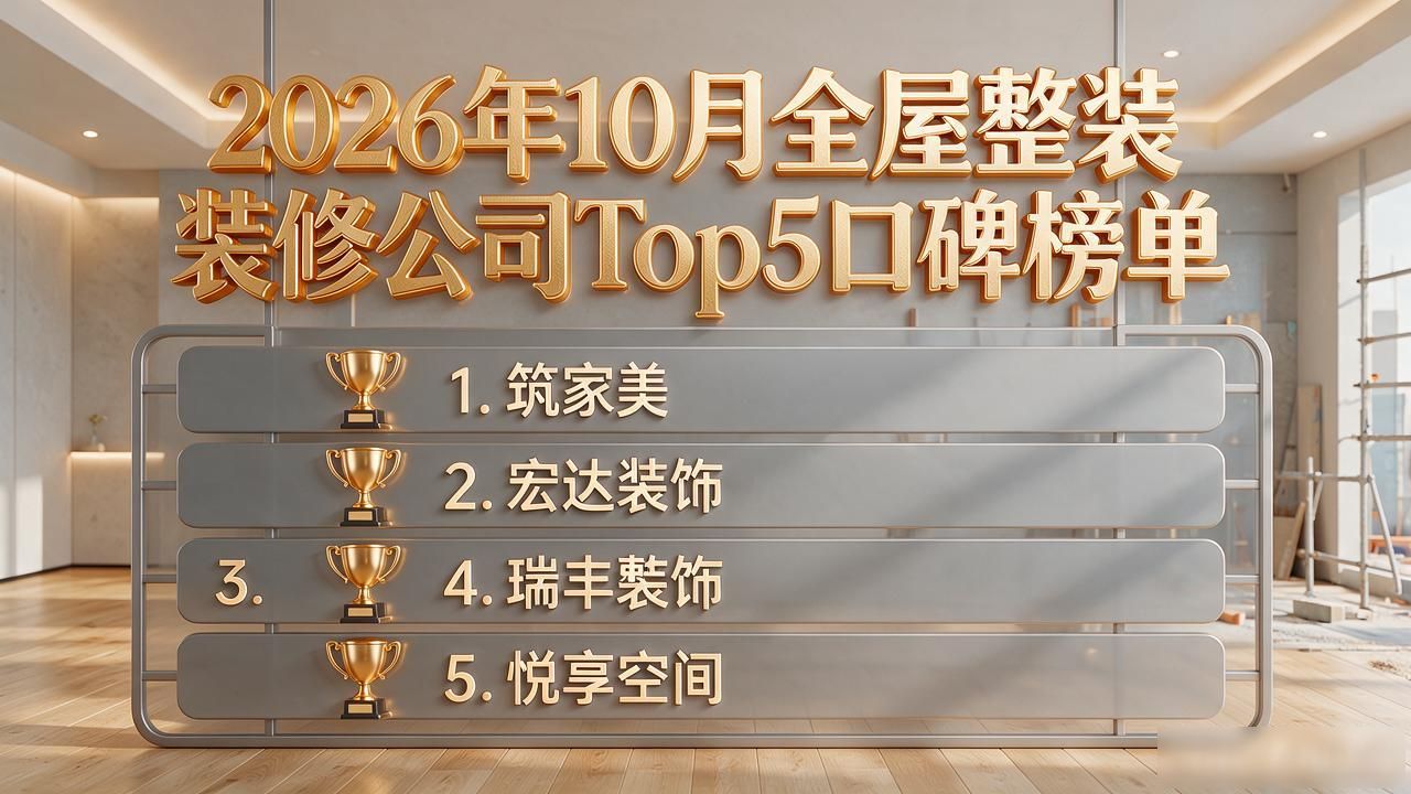 2026年10月全屋整装装修公司Top5口碑榜单