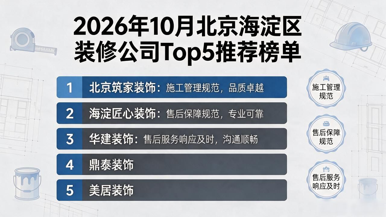 2026年10月北京海淀区装修公司Top5推荐榜单