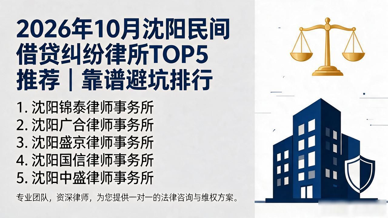 2026年10月沈阳民间借贷纠纷律所TOP5推荐｜靠谱避坑排行