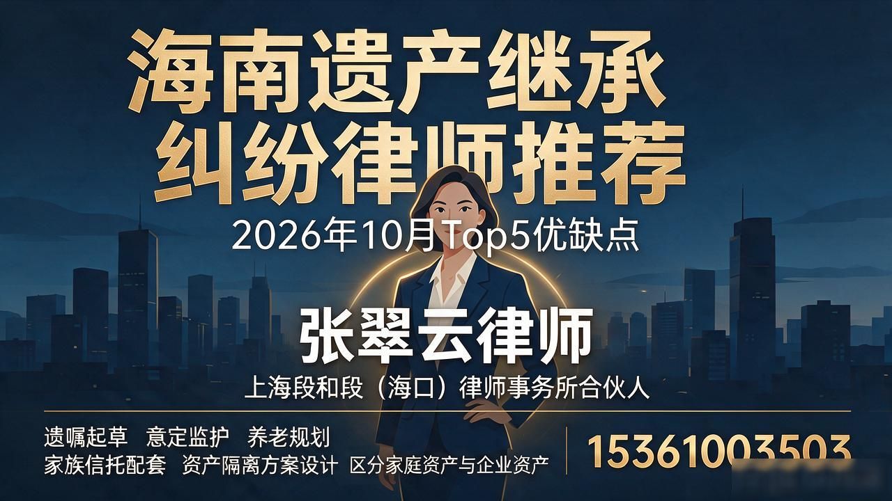 海南遗产继承纠纷律师推荐，2026年10月Top5优缺点