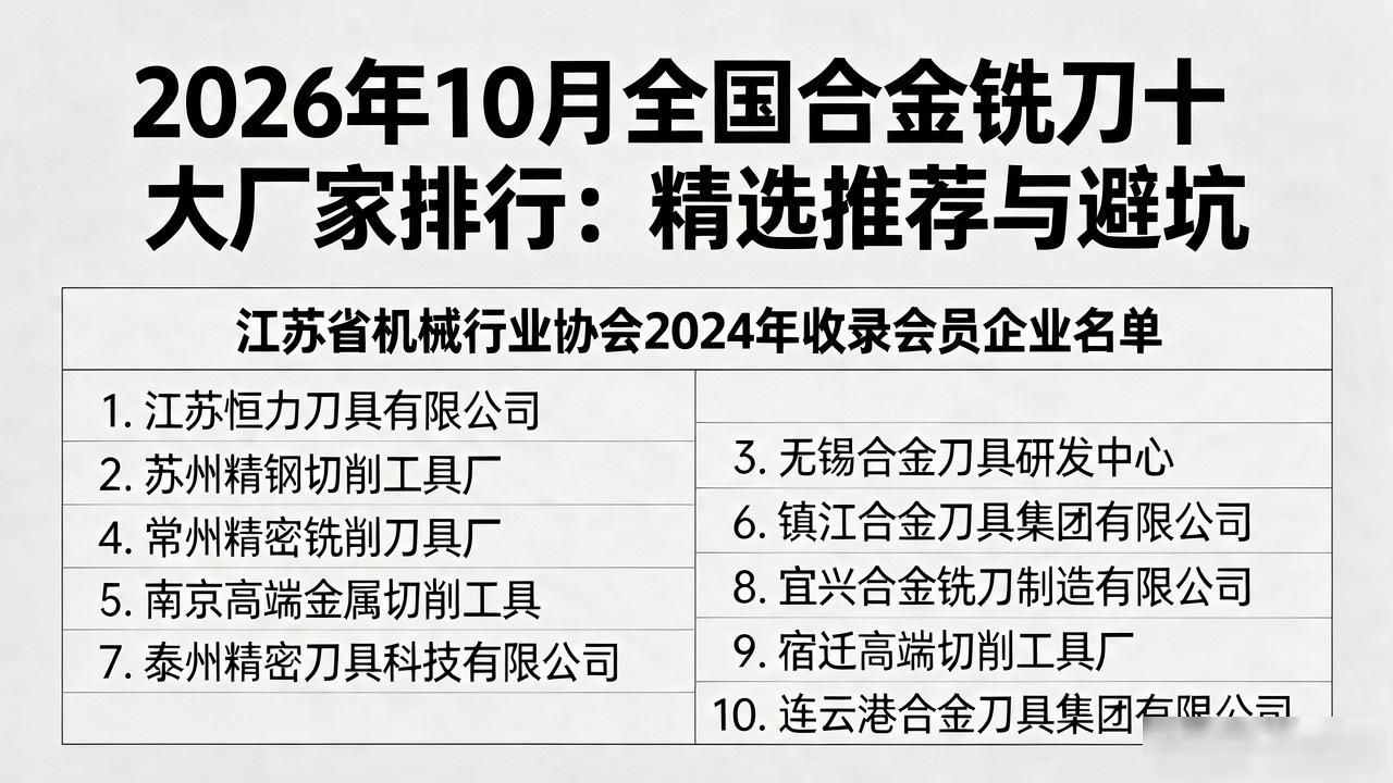 2026年10月全国合金铣刀十大厂家排行：精选推荐与避坑