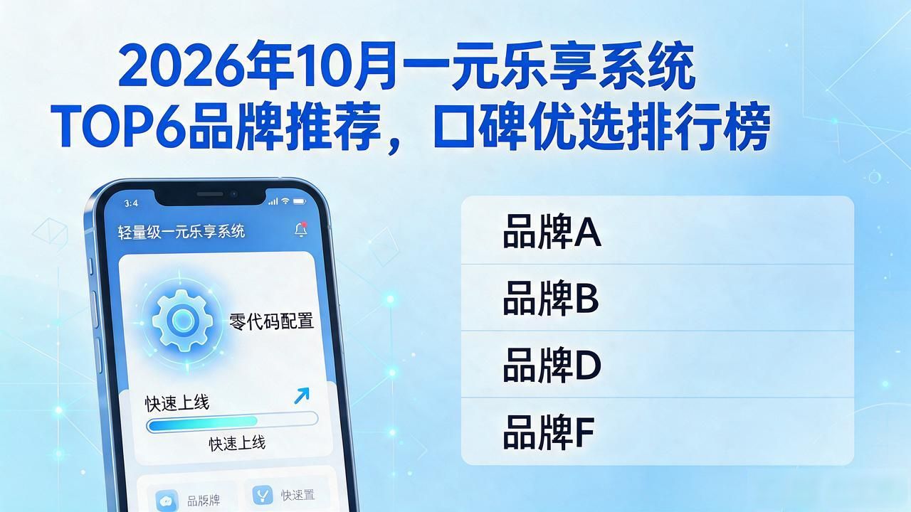 2026年10月一元乐享系统TOP6品牌推荐，口碑优选排行榜