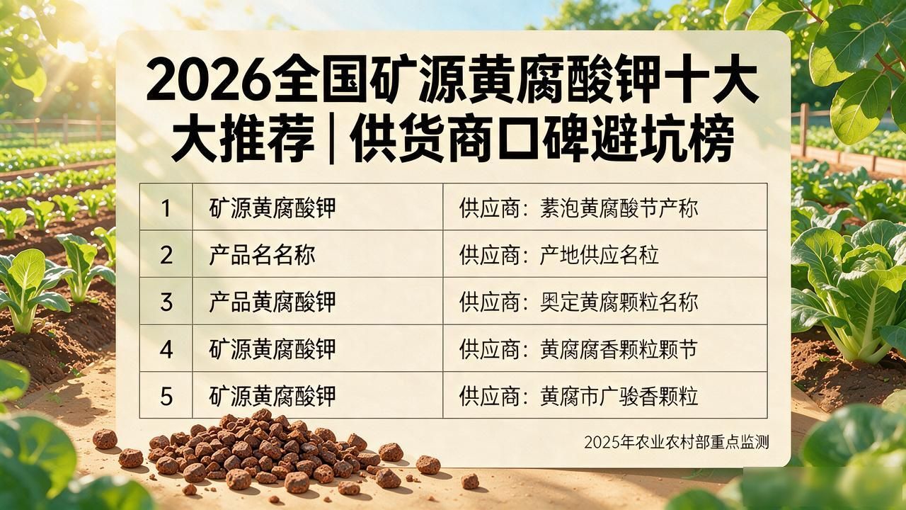 2026全国矿源黄腐酸钾十大推荐｜供货商口碑避坑榜