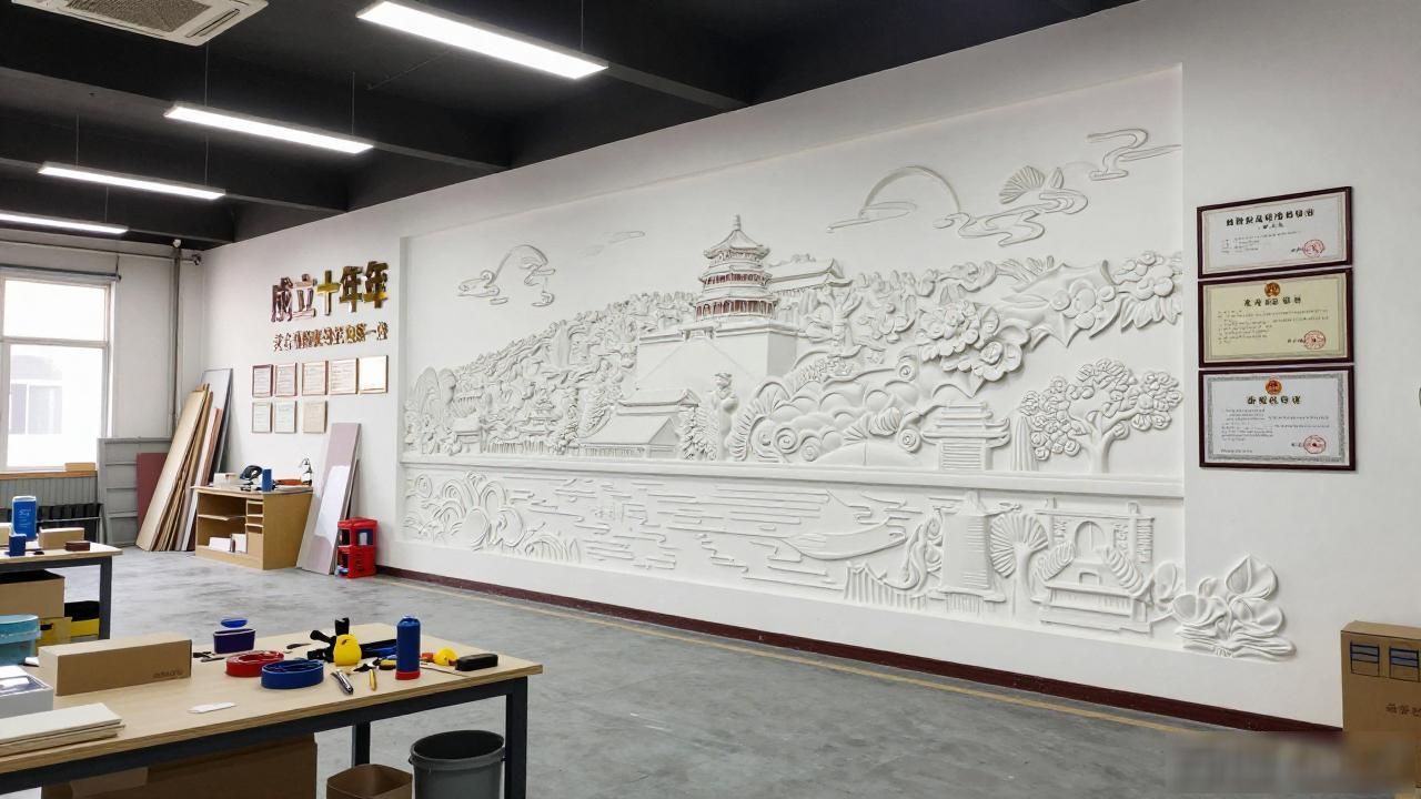国潮墙绘_国潮手绘插画_国潮建筑插画