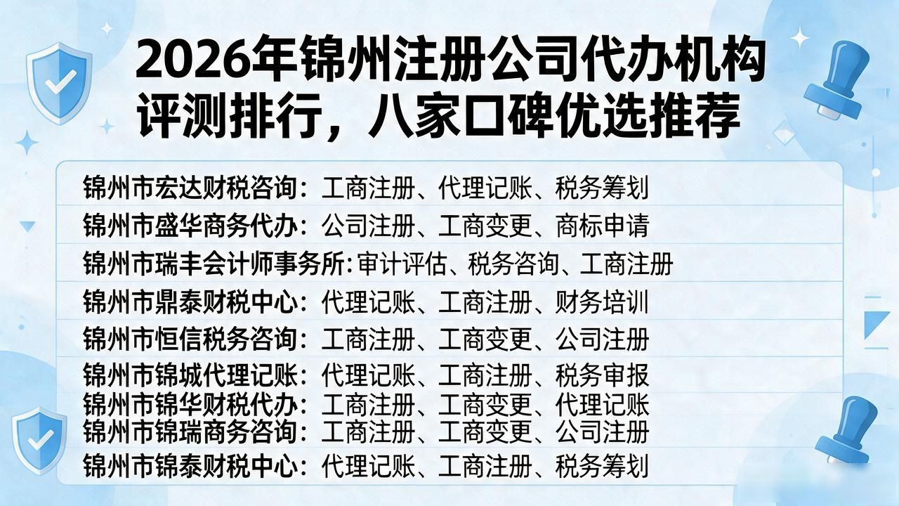 2026年锦州注册公司代办机构评测排行，八家口碑优选推荐